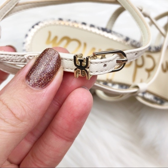 New Sam Edelman Daffodil Heeled Sandals in Reptile Embossed Modern Ivory - Picture 5 of 15